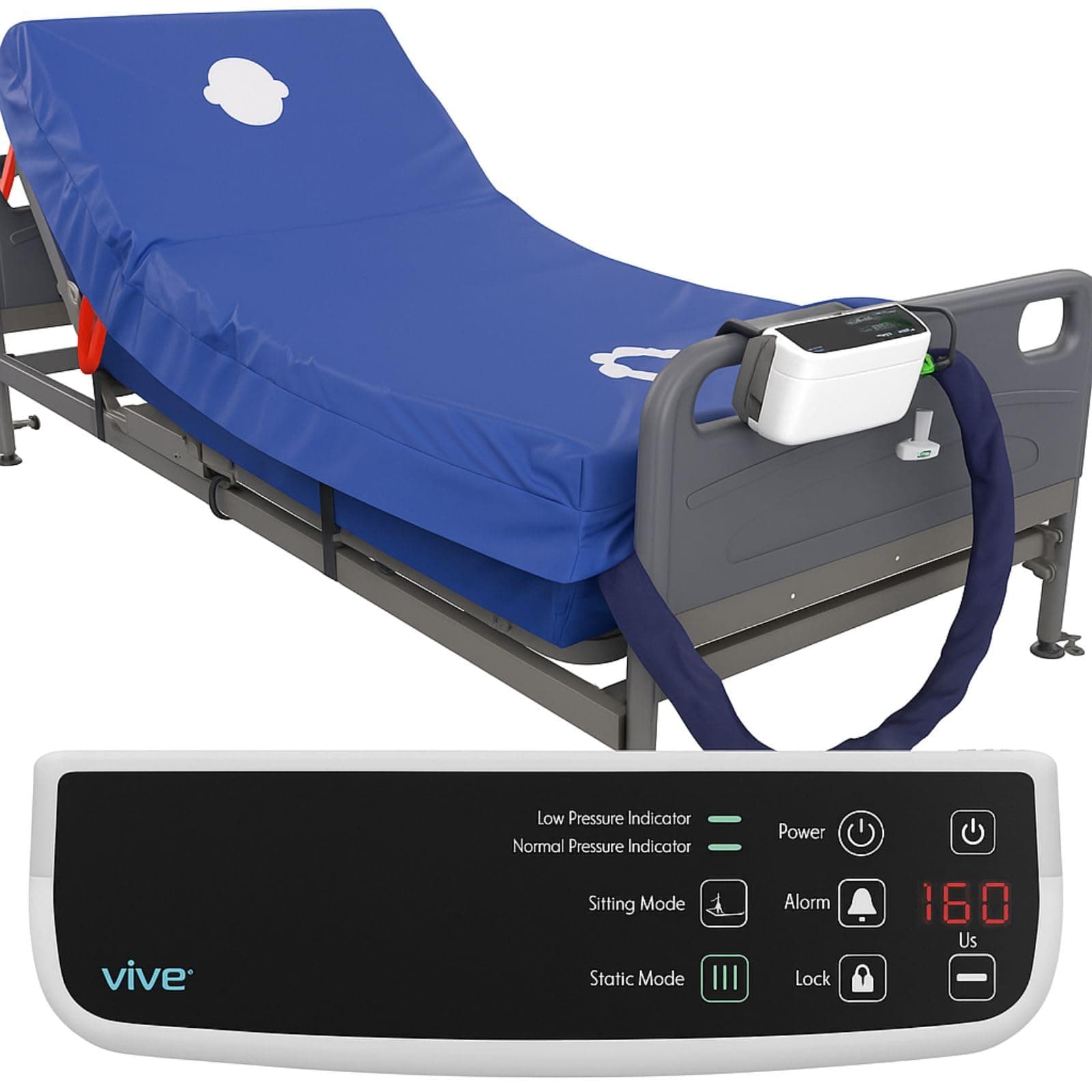 Vive 8" Alternating Pressure Mattress - Low Air Loss Hospital Replacement Mattress - Medical Bed Topper for Ulcers and Bed Sores - Variable, Inflatable Air Pump System