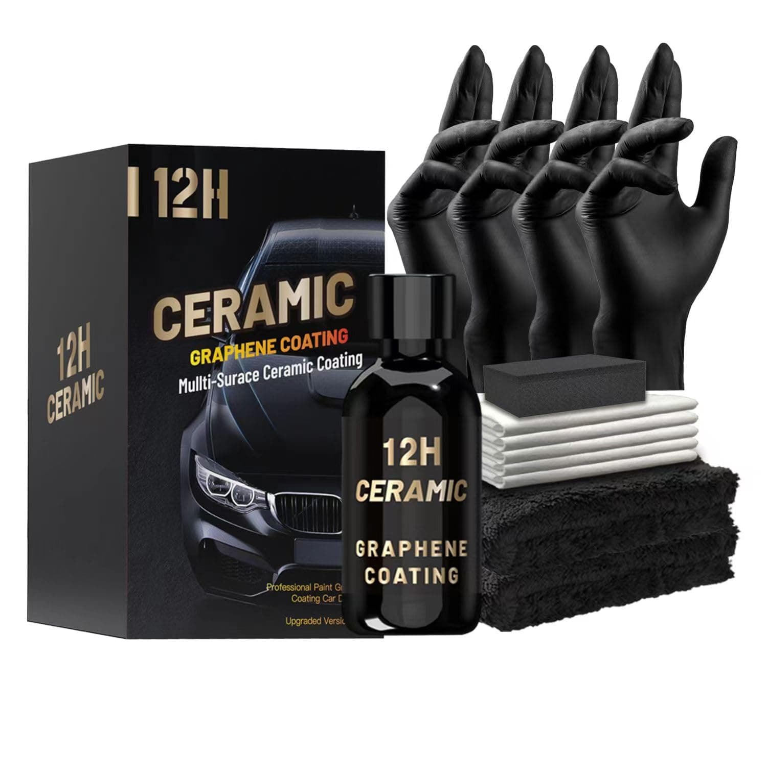 Graphene Ceramic Coating for Cars (70ml) 12H Advanced Graphene Coating for Car Detailing - 10+ Years of Long Lasting Protection -Easy to Use Stronger than Car Wax,Extra-hardness High Gloss (12H)