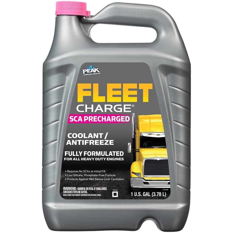 PEAK Fleet Charge SCA Precharged Concentrate Antifreeze and Coolant for All Heavy Duty Engine Cooling Systems, 1 Gal.
