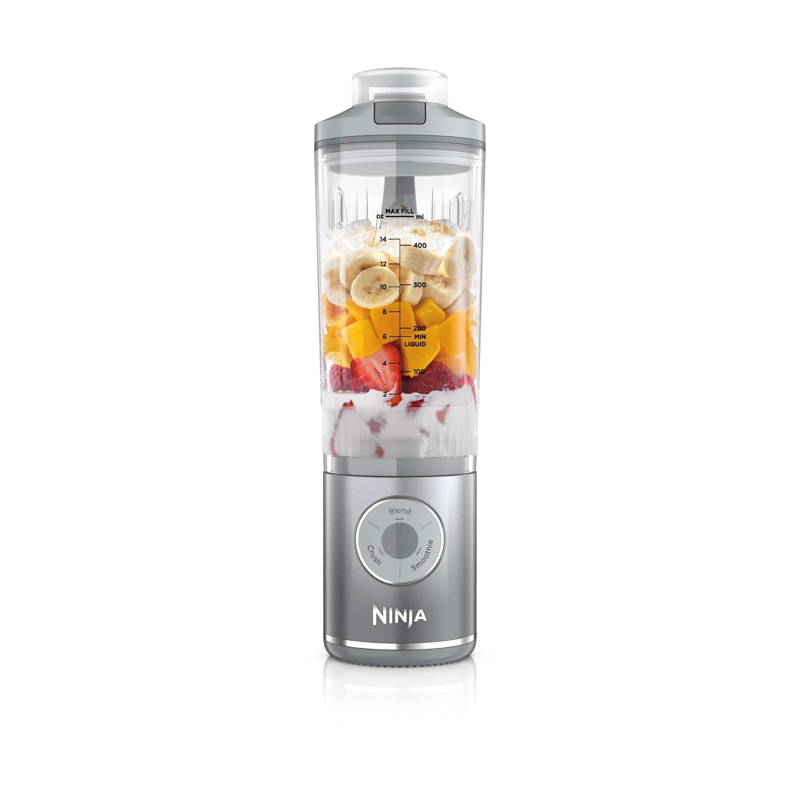 Ninja Blast Max Portable Blender, 570ml, Rechargeable Battery, Blending Cup & Leak-proof Lid, 3x Blend Functions, Makes Smoothies, Protein Shakes, Blends Ice & Frozen Fruit, Silver BC251EUSL