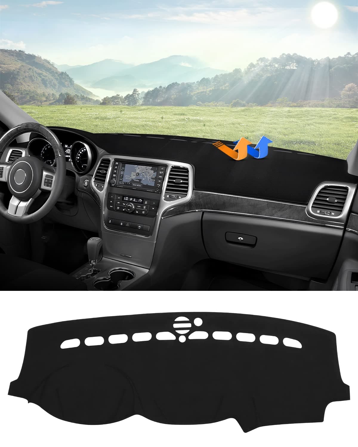 Cartist Custom Fit for Dash Cover Mat Jeep Grand Cherokee 2011-2021 Accessories Suede Dashboard Cover Nonslip Dashboard Mat Protector Sunshade No Glare (NOT for Jeep Cherokee & Grand Cherokee L)