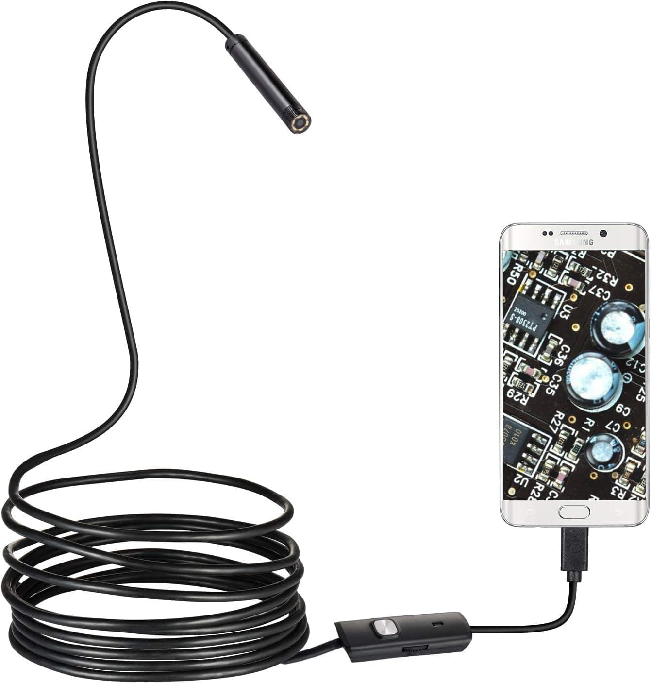 720P USB Camera Endoscope,2.0 MP IP67 Waterproof Micro USB Borescope ,10M Flexible Cable Endoscope with 8 Adjustable LED Lights For android Smartphone &PC (8.0mm Lens,10M)