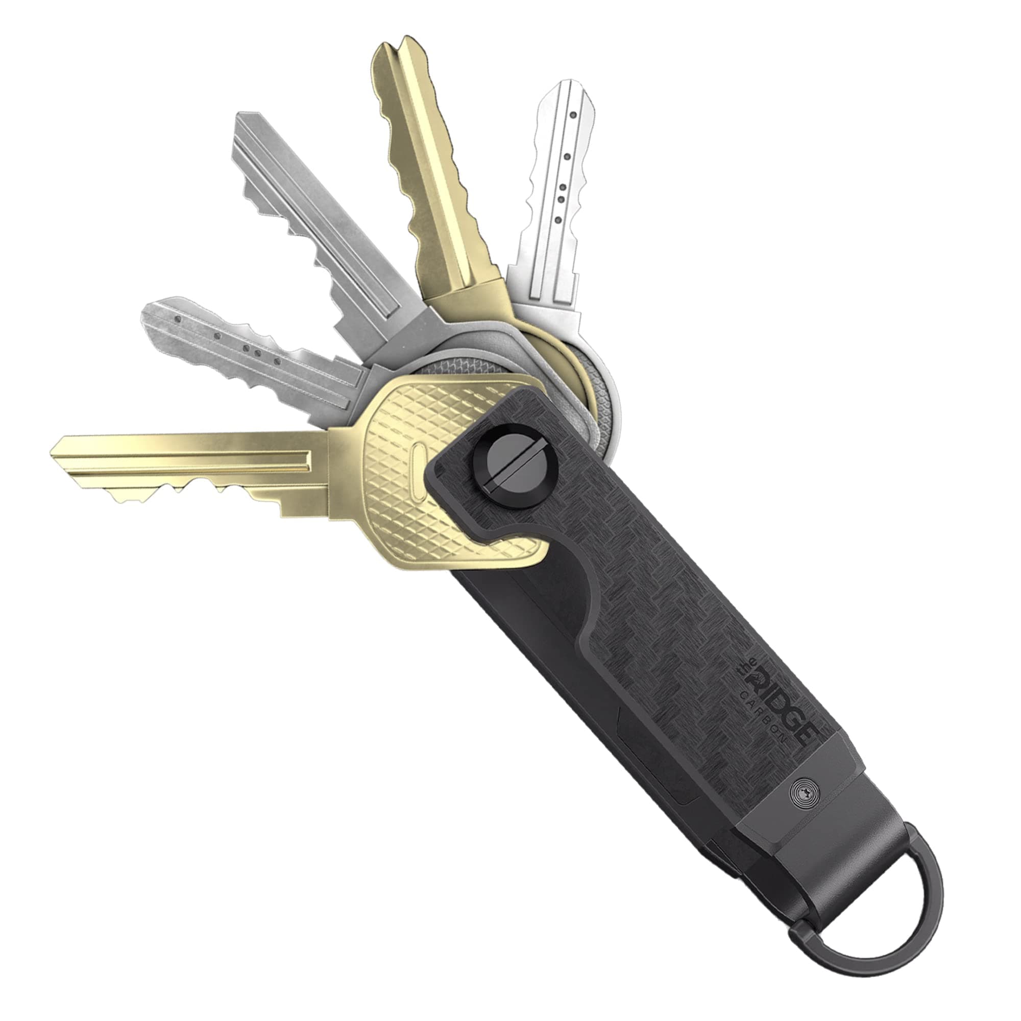The Ridge Key Organizer - Compact Metallic Keychain | Minimalist Innovative Key Holder | Smart Key Chain Holds 2-6 Keys, Carbon Fiber, 3 inch, carbon fiber