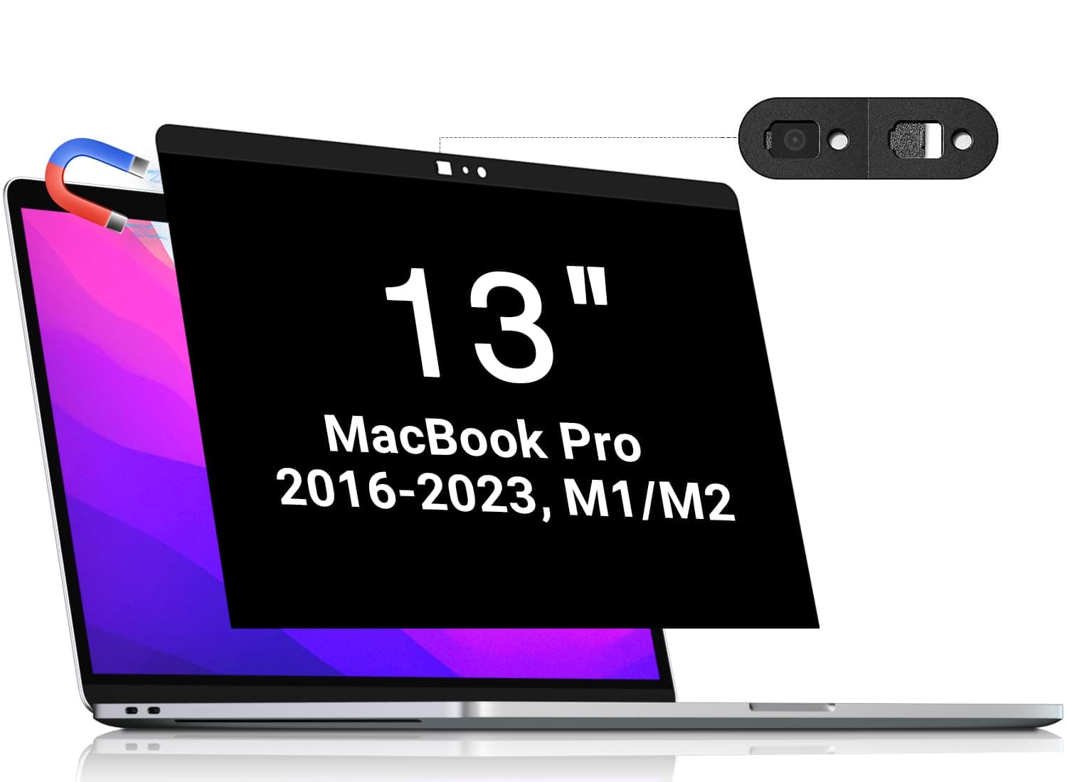FILMEXT Magnetic Privacy Screen for Macbook Pro 13 inch(2016-2022, M1, M2)/Macbook Air 13 inch(2018-2021, M1), Removable HD Anti Blue Light Anti Spy Filter Laptop Screen Protector for Mac 13in-1Pack