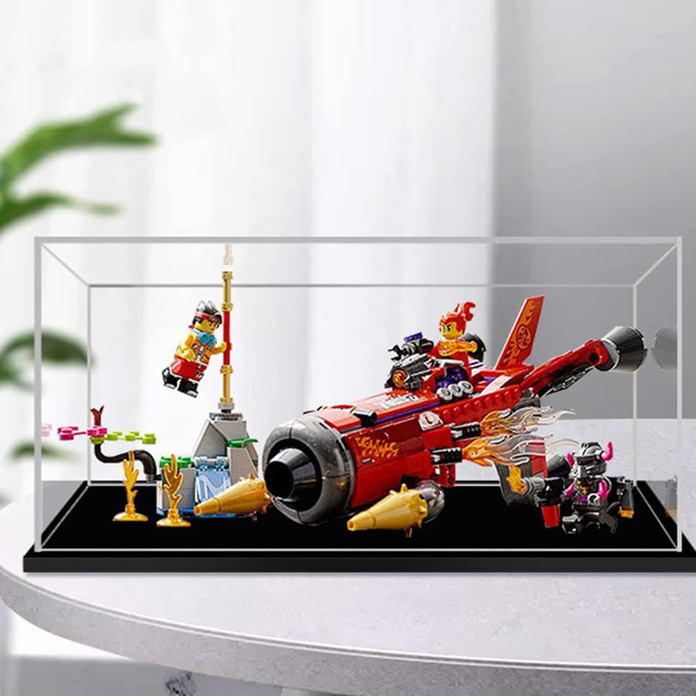 Acrylic Display Case for LEGO 80019 Monkie Kid Red Son?s Inferno Jet Building Kit, Dustproof Models Collectibles Display Box Showcase (Display Case Only) (2 MM)