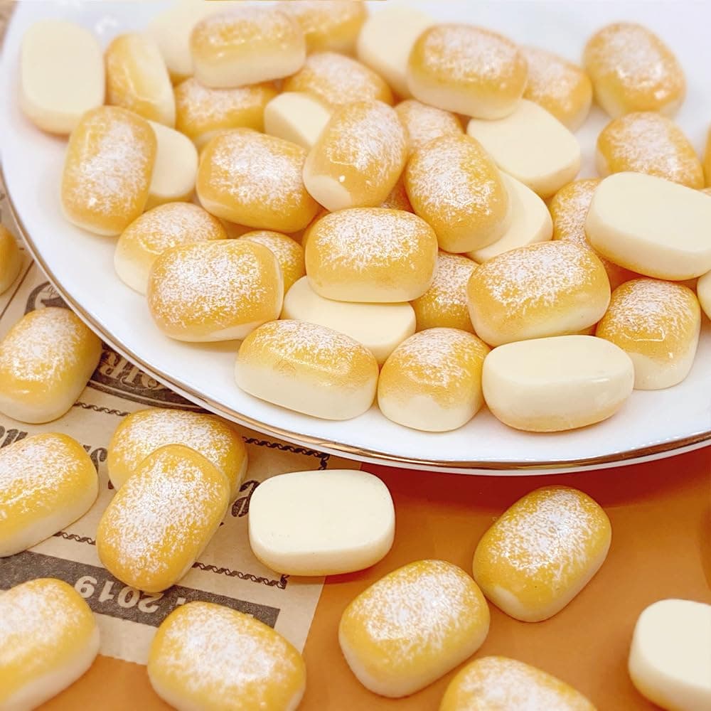 50 Pcs Artificial Mini Bread DIY Accessories Resin Miniature Bread Cake Decor Simulation Bread Craft Charm for DIY Craft Accessories Mini Kitchen Decoration