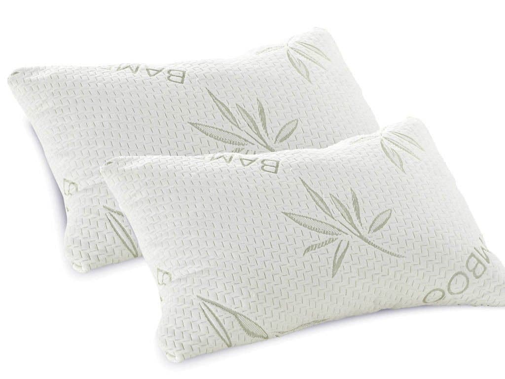 ERALNSCOTT theearl® 2x Shredded Bamboo Memory Foam Pillow, Perfect Firm Orthopaedic Comfort To Head, Relieves Neck Pain, Snoring, Migraines, Hayfever & Dust Allergy Relief