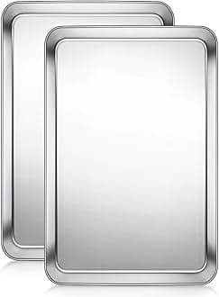 - Terlulu Baking Sheet, Cookie Sheet, Stainless Steel Baking Pan, 2 Piece-16''x 12'' x 1'', Sheet Pan for Oven, Jelly Roll Pan, Baking Tray for Baking&Roasting, Nonstick&Nontoxic&Easy Clean