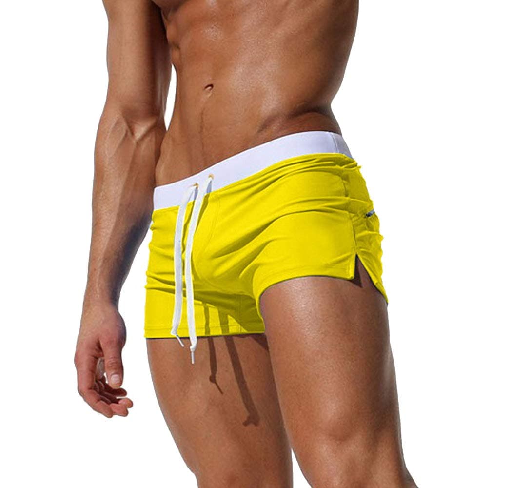 Mens Swimwear Short Swim Trunks with Zipper Pocket