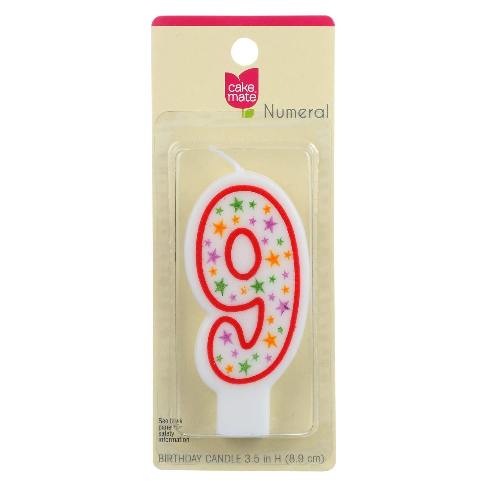 Cake Mate Numeral Number 9 Birthday Candle - 6 per case.