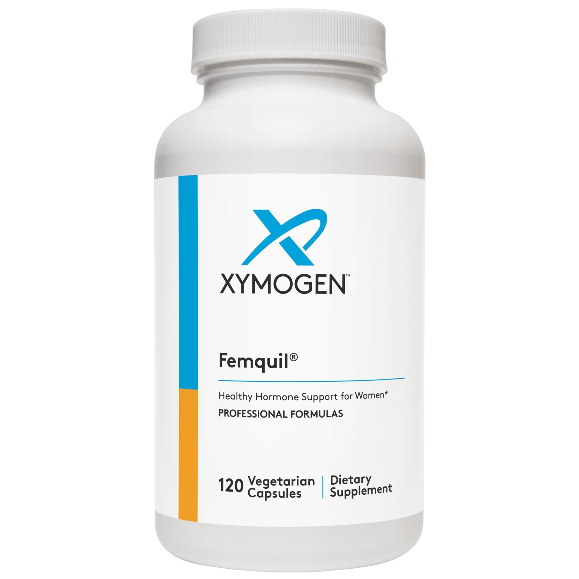 XYMOGEN Femquil - Healthy Hormone Support for Women with Active Folate, Calcium D-glucarate, DIM + Botanicals - May Ease Common Symptoms Associated with PMS + Menopause (120 Capsules)