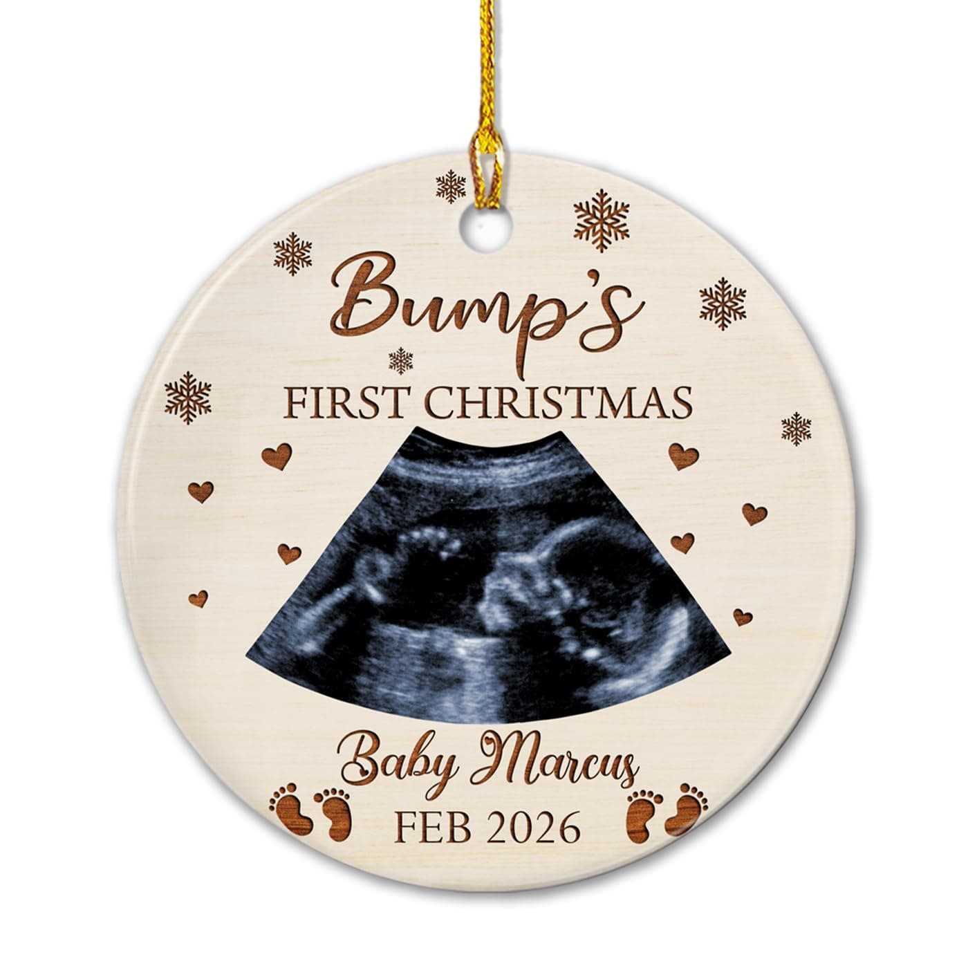Personalized Bump's First Christmas Ceramic Ornament with Photo Name Year, Baby Bump Sonogram Ultrasound Photo Picture Ceramic Christmas Ornament 2025, Pregnancy Announcement Gifts for Future Dad Mom