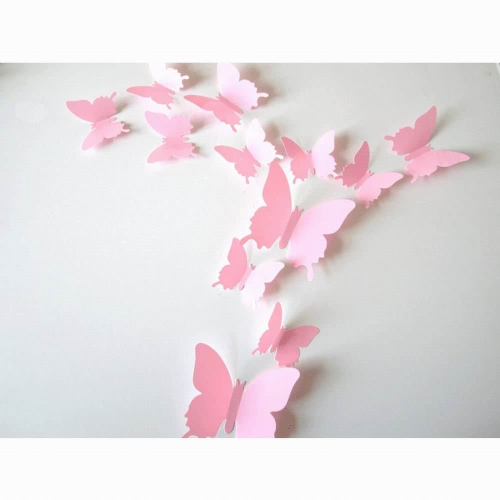 GRC[TM] 3D Pink Dot Butterfly Wall Decor Home Decal Sticker Art Room Removable 3d Mural Stickers Diy Butterfly Design