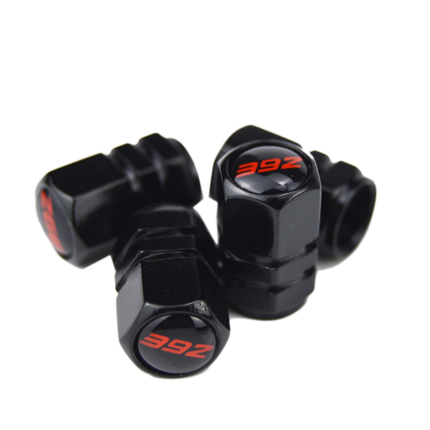 (Set of 4) 392 Slash Metal Auto Tire Valve Stem Cap Cover Trim with Resin Emb...