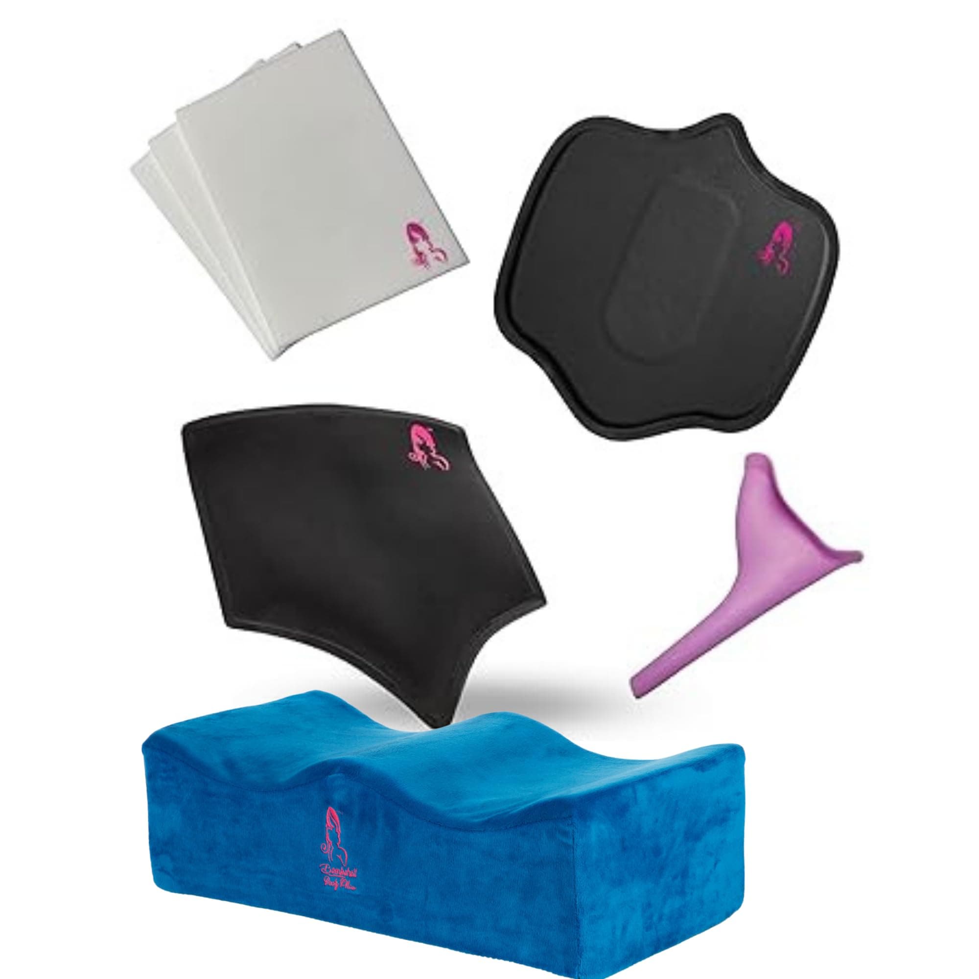 BBL Post Surgery Supplies Kit (Booty Pillow + Lumbar Backboard, Ab Board, 3 Lipo Foam, Female Urinal, Blue)