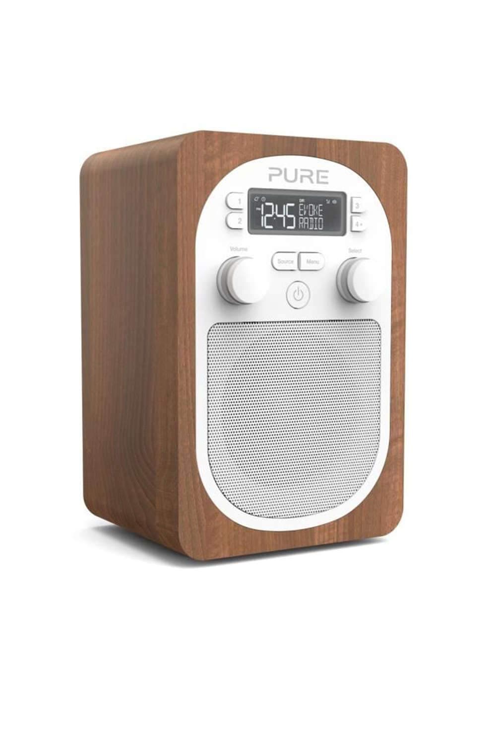 Pure Evoke H2 Portable FM/DAB+/DAB Digital Radio, DAB Radio with Alarms, 20 Pre-sets, AUX Input and Kitchen and Sleep Timer, Walnut