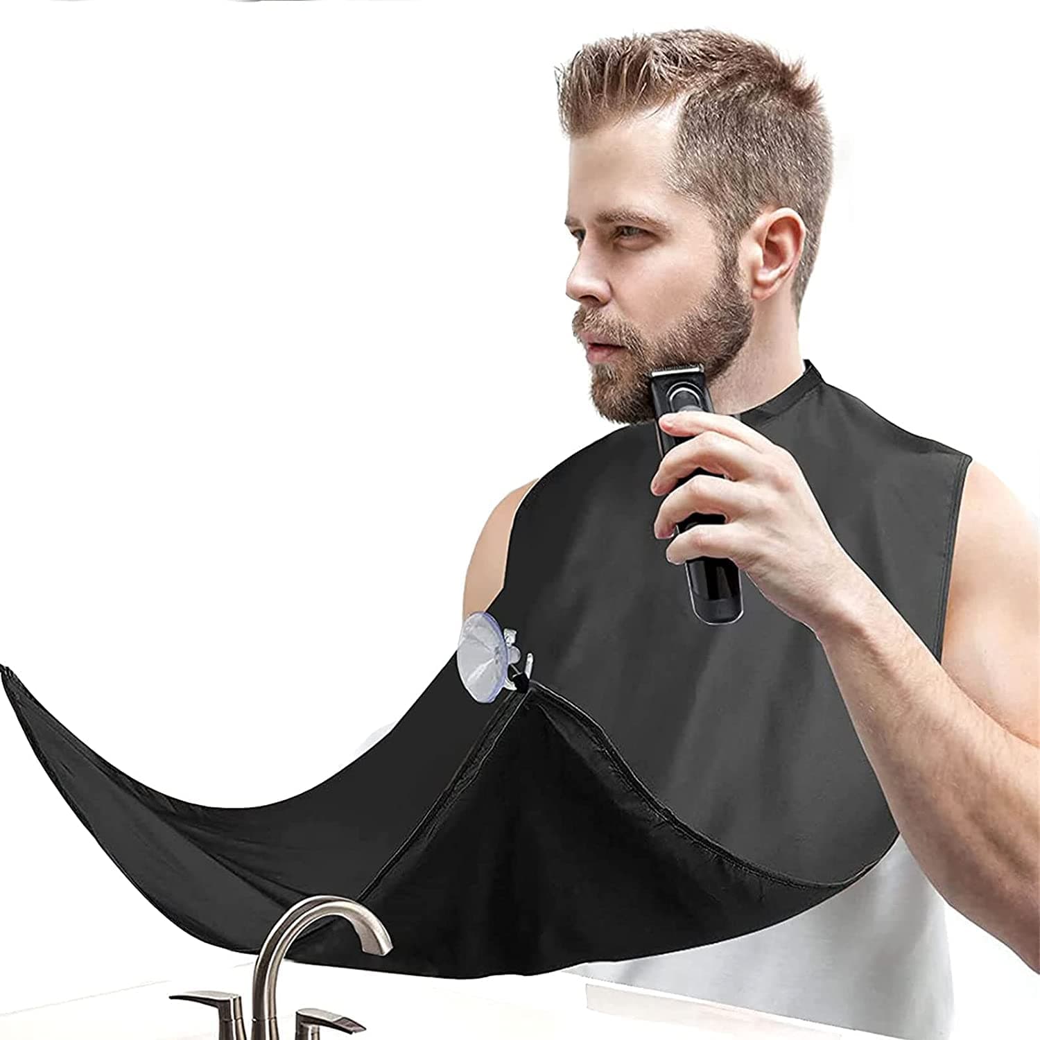 Beard Bib Beard Apron Gifts for Men Dad Fathers Day Anniversary Valentines Day Stocking Stuffers Christmas Gift for Him Boyfriend Husband From Daughter Son Beard Trimming Catcher Bib Black