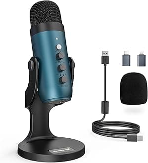 ZealSoundUSB Microphone,Quick Mute Noise Cancel for Phone Computer PC PS5,Gaming Microphone with Gain Control,Echo Monitor Volume Adjust for Streaming Vocal Recording ASMR Podcast Video (Teal)