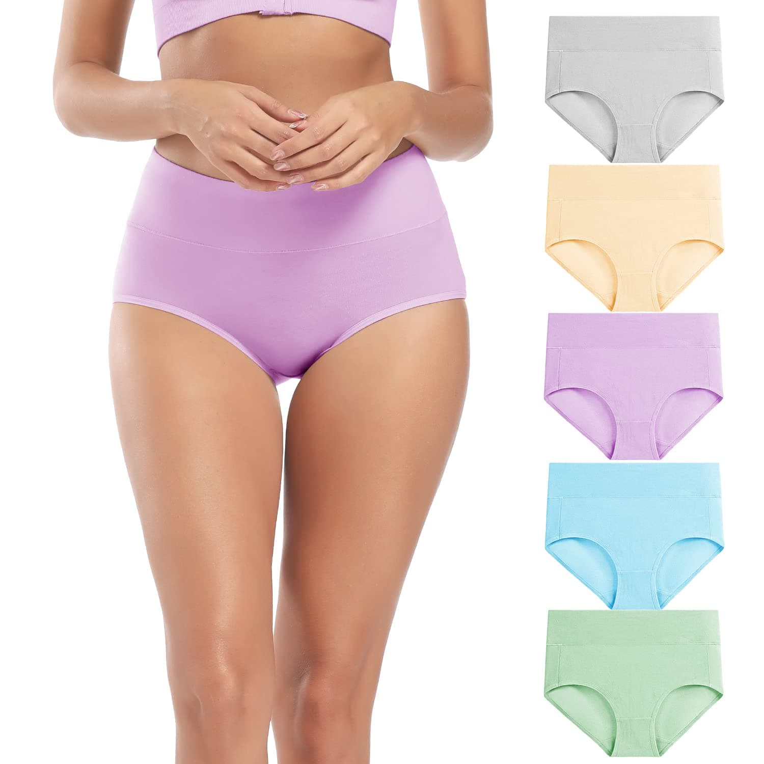 Molasus Women's Cotton Underwear High Waisted Full Coverage Ladies Panties (Regular & Plus Size)