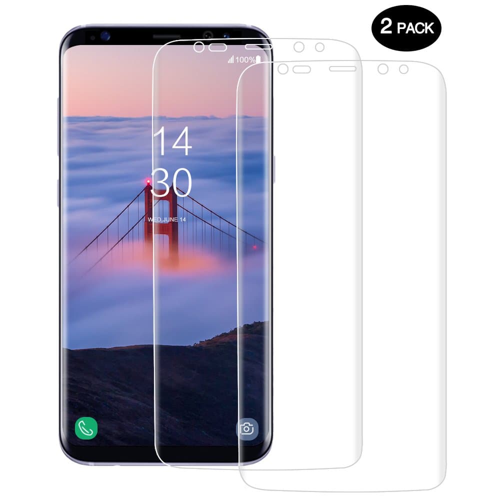 Samsung Galaxy S8 Plus Screen Protector [Full Coverage], Set of 2 Cuxus Samsung Galaxy S8 + Clear Screen Protector HD Ultra Bubble Free, Easy Installation, Anti-Fingerprint, HD Quality