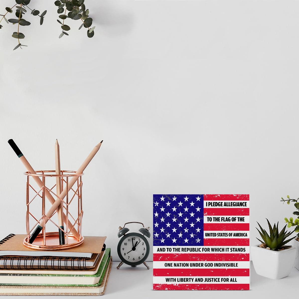 YXSEZ Independence Day Decor Patriotic American Flag Wooden Box Sign Square Wood Sign Desk Decoration 4th of July Wood Block Plaque Box Sign for Shelf Home 5 x 5 Inches