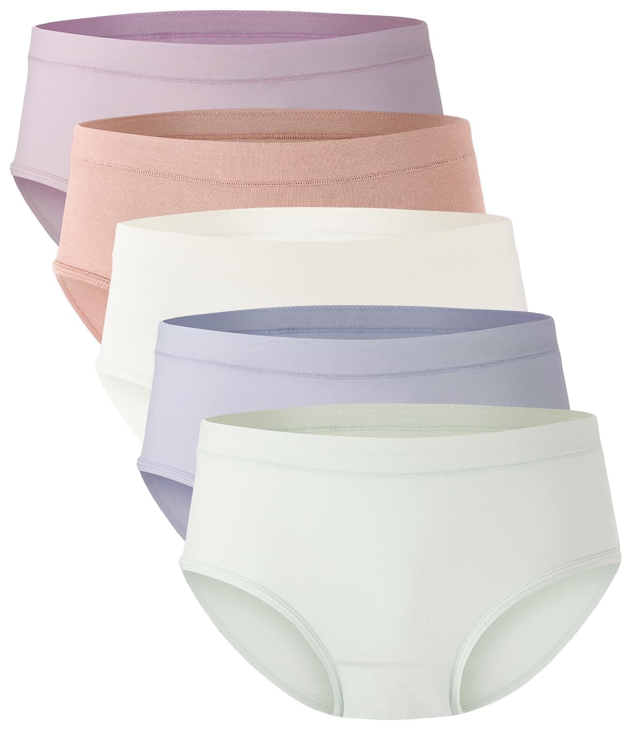 BAMBOO COOL Womens Underwear, Moisture-Wicking Briefs, Soft and Breathable Panties, Mid Waist, 5-Pack