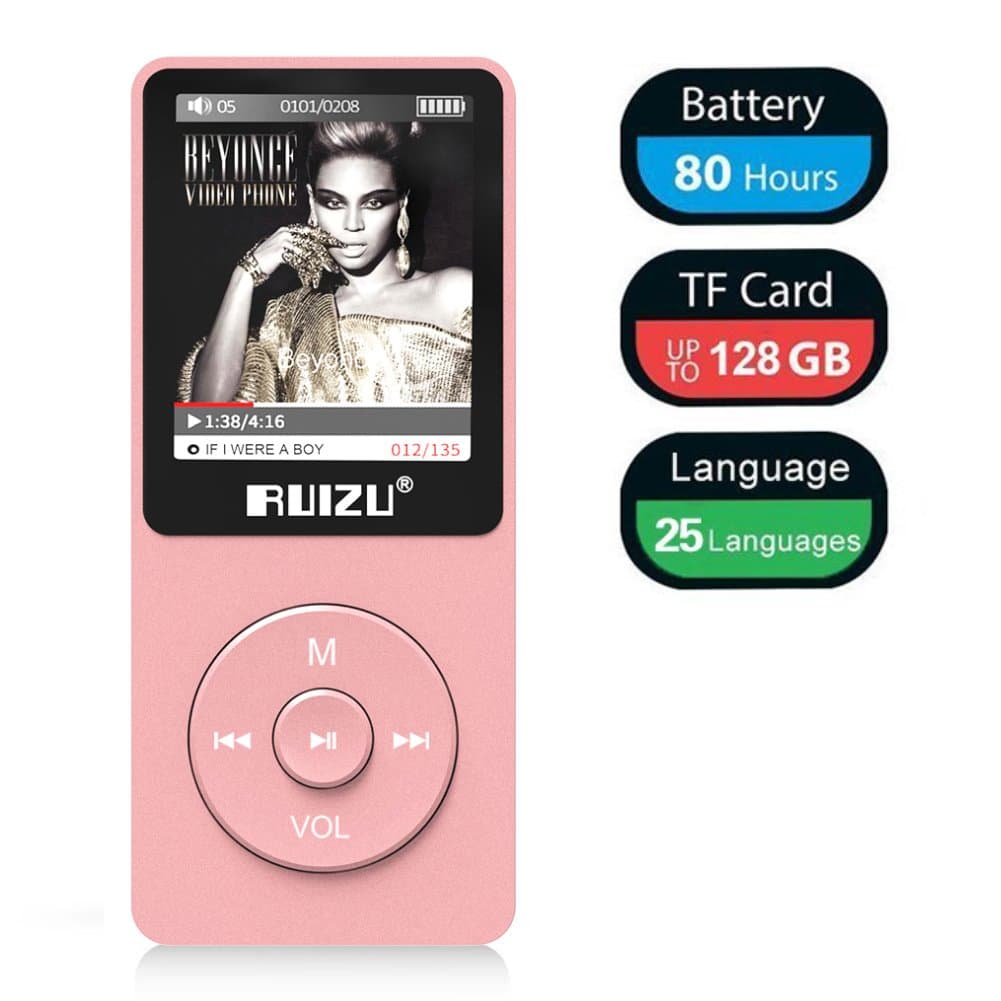 Mp3 Player for Kids,X02 8GB Portable Lossless Sound Music Player with 1.8inch Screen Support Expandable Up to 128GB TF Card(Rose-Gold)