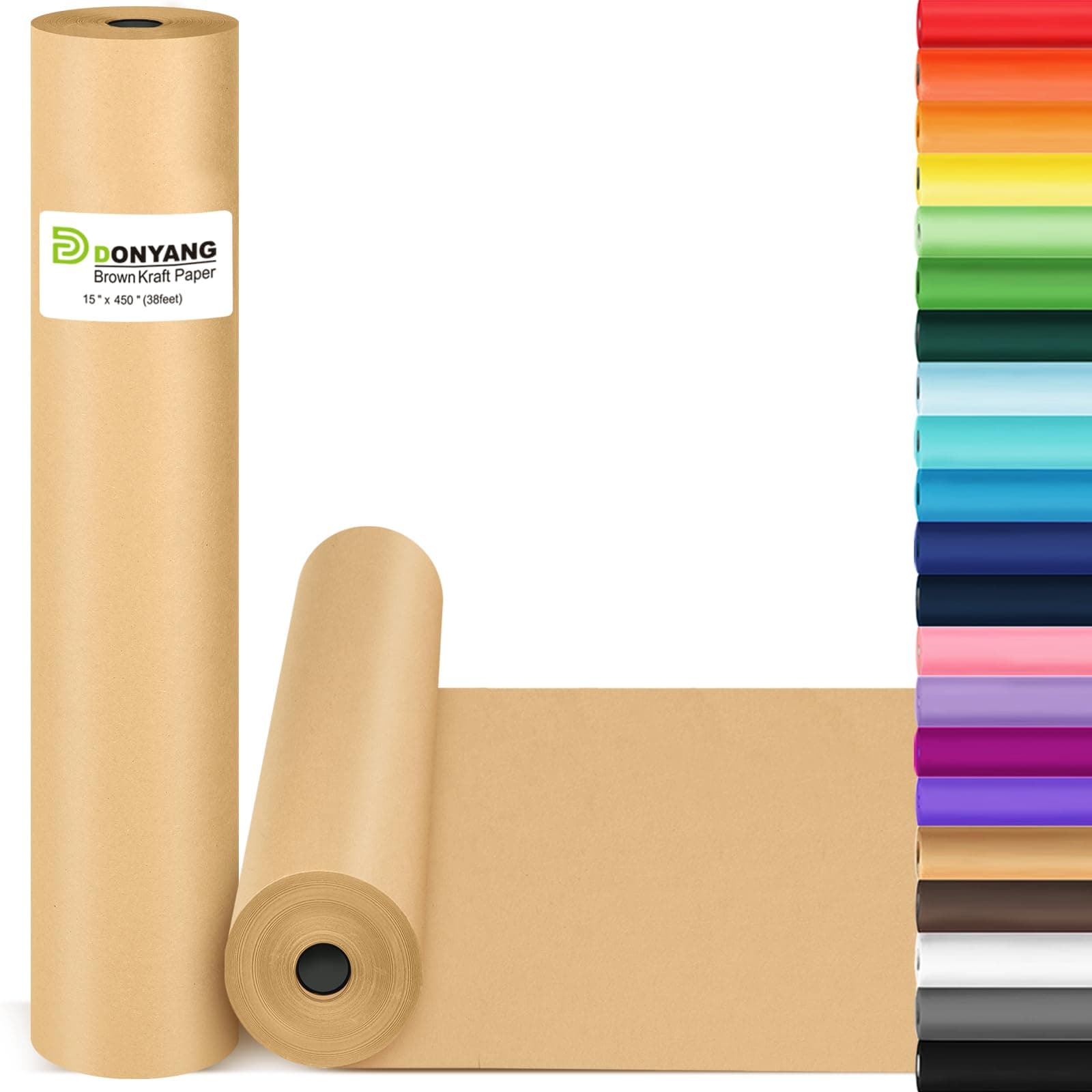 Brown Wrapping Paper, Kraft Paper Roll, Craft Decorative Paper 15" x 450", Packing Paper for Moving Shipping Supplies, Poster Bulletin Board Paper Roll, Father Day Bouquet Flower Arts Crafts Gift Wrap