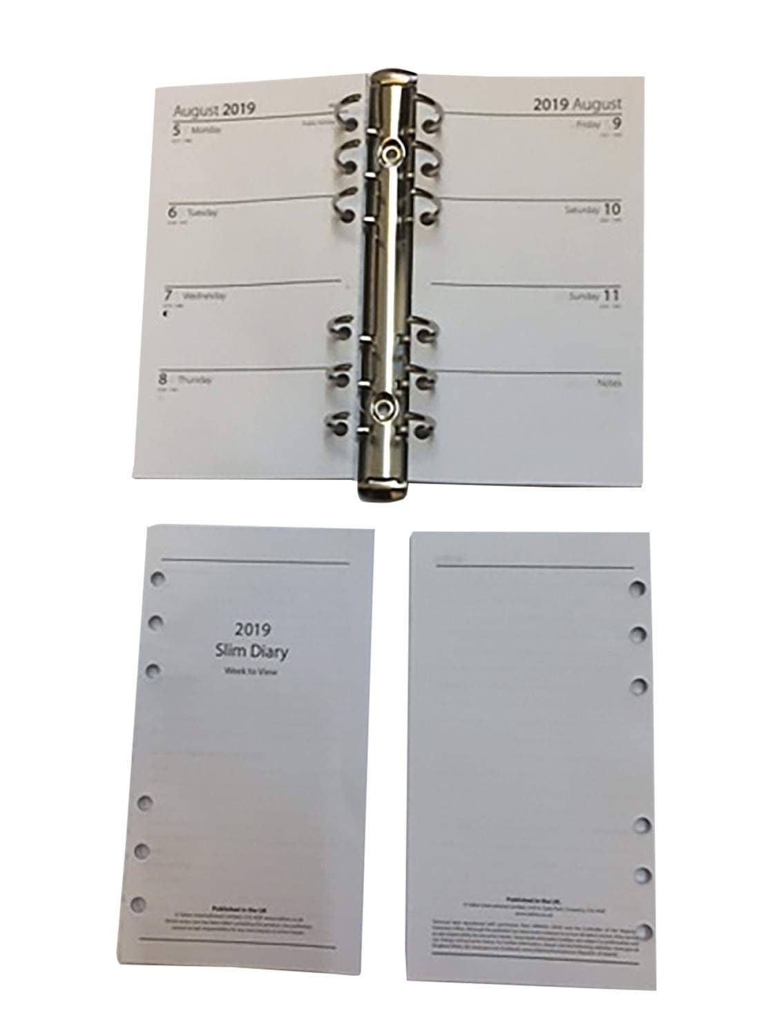 2019 Week Calendar A-6 1 Week=2 Pages English Language Inserts for Personal Filofax A6 Size(95x170mm 65 Pages)