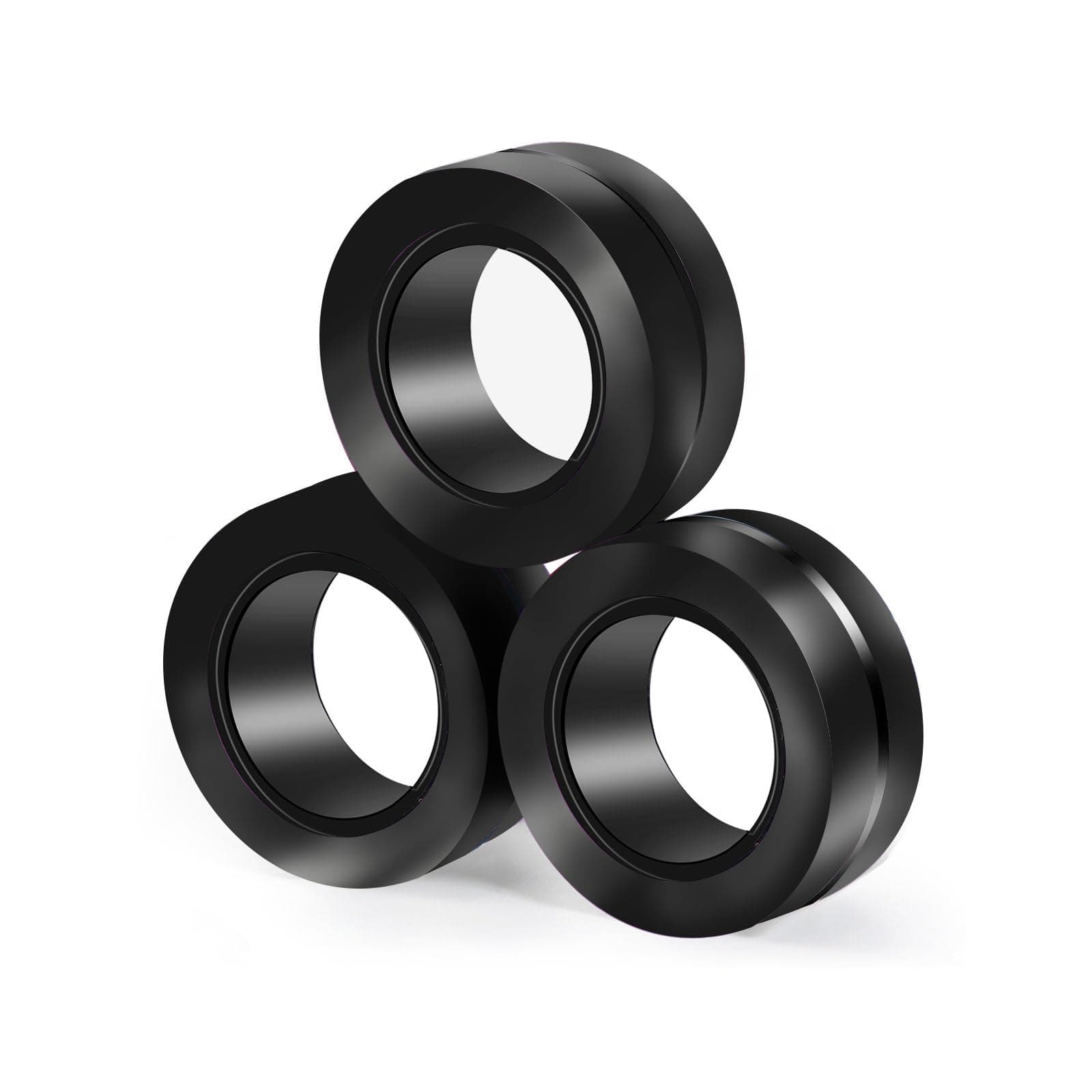 Buluwams ADHD Autism Sensory Stress Toys Teen Boys ADHD Autism Sensory Toys for Kids Black Magnetic Fidget Rings 3pcs