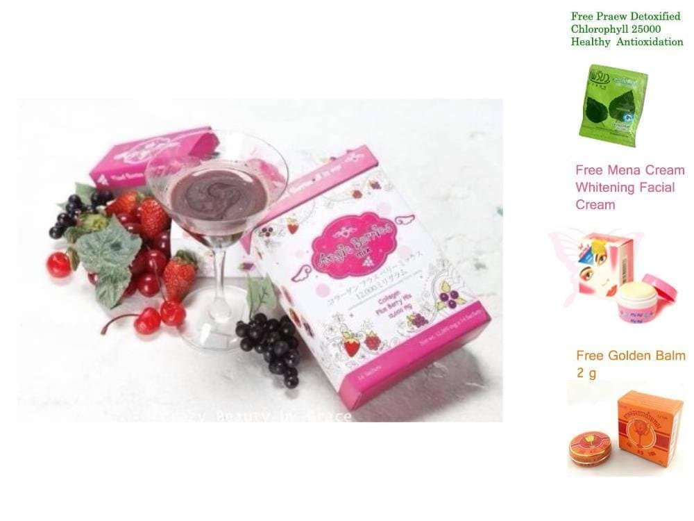 Best Angie Berries Mix Collagen Plus Powder Drink 12000 Mg. (1 Box = 14 Sachets) Dietary Supplements for White and Bright Skin and Reduce Wrinkles