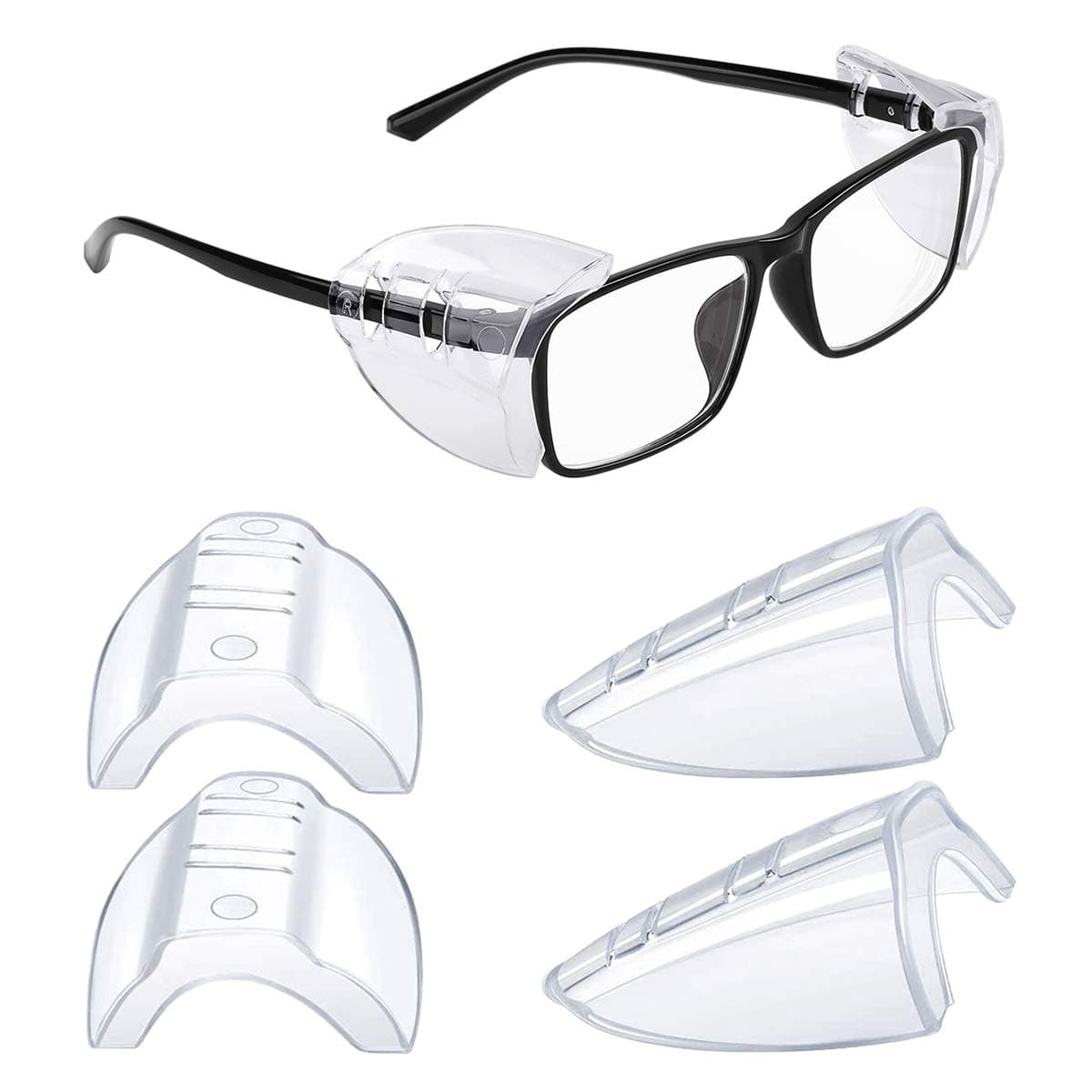 MELASA Safety Glasses Side Shields for Prescription Glasses, Slip on Clear Eye Glasses, Fits Small to Large Eyeglasses