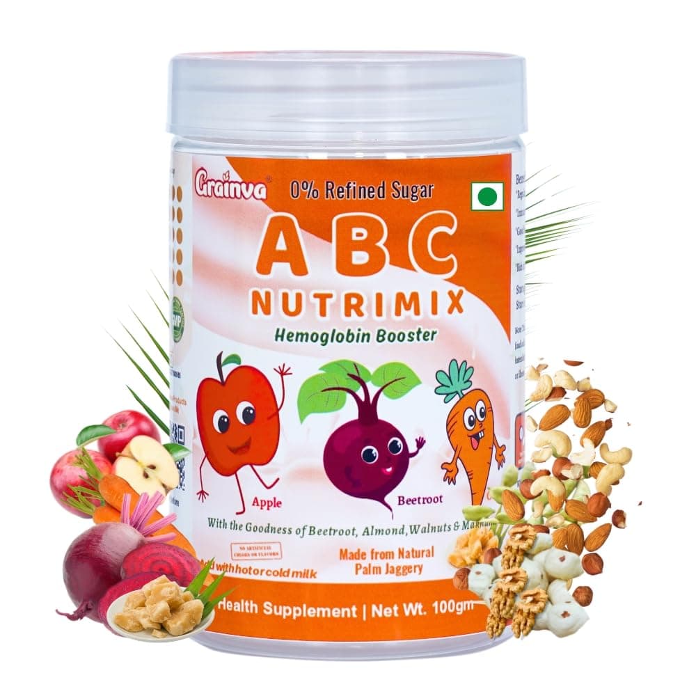 Nutri Mix ABC Malt Powder 100g | Natural Apple, Beetroot, Carrot Health Mix | Dry Fruits-Enriched Milk Powder | Chemical-Free, No Refined Sugar | Nutritious Drink for Kids, Adults, and Women