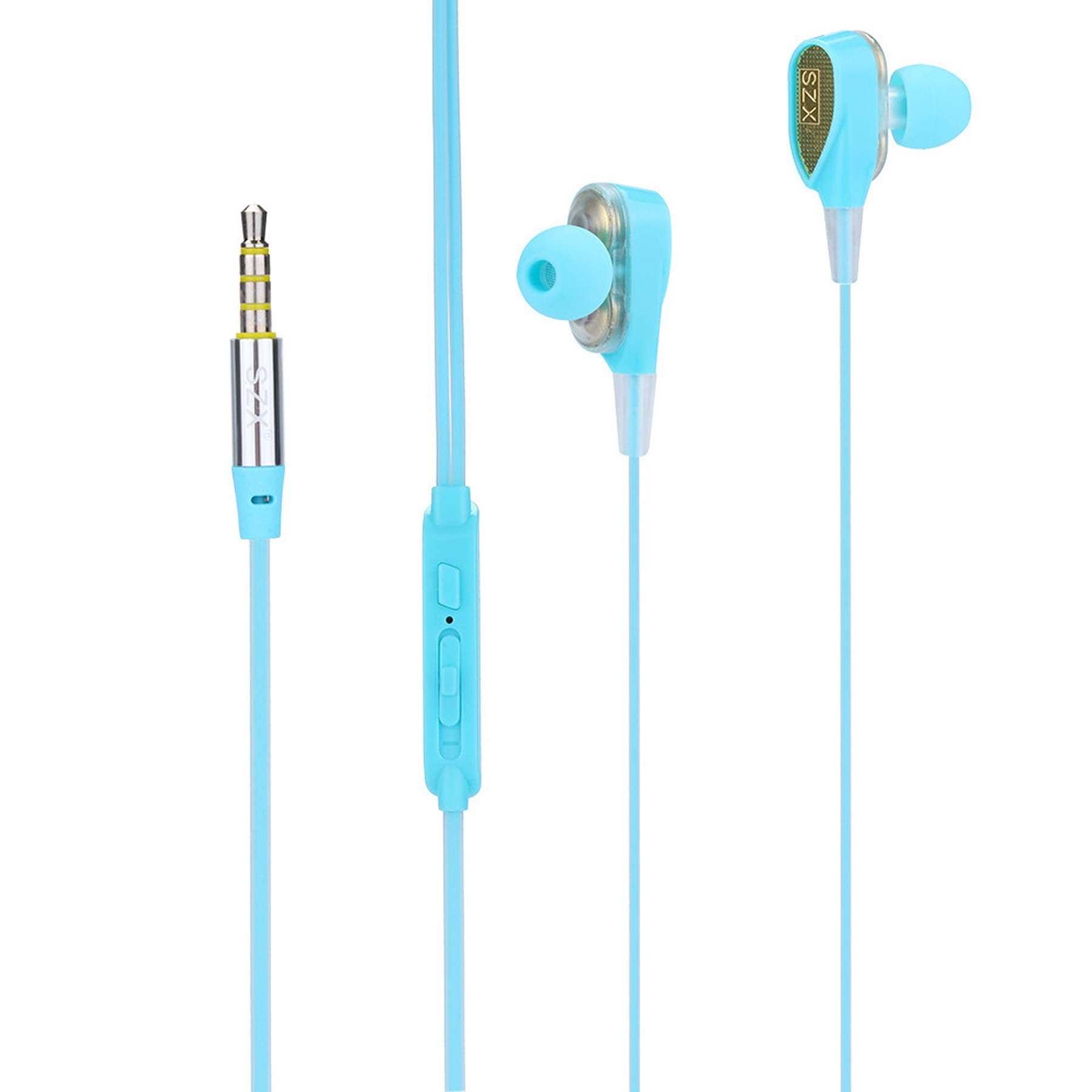 SZX S-18 Earphones Headphones with Microphone Balanced Bass Driven Earbuds for iPhone, Ipad, iPod, Samsung, Mp3 Players, Smartphones and Tablets Zodrq(Blue)