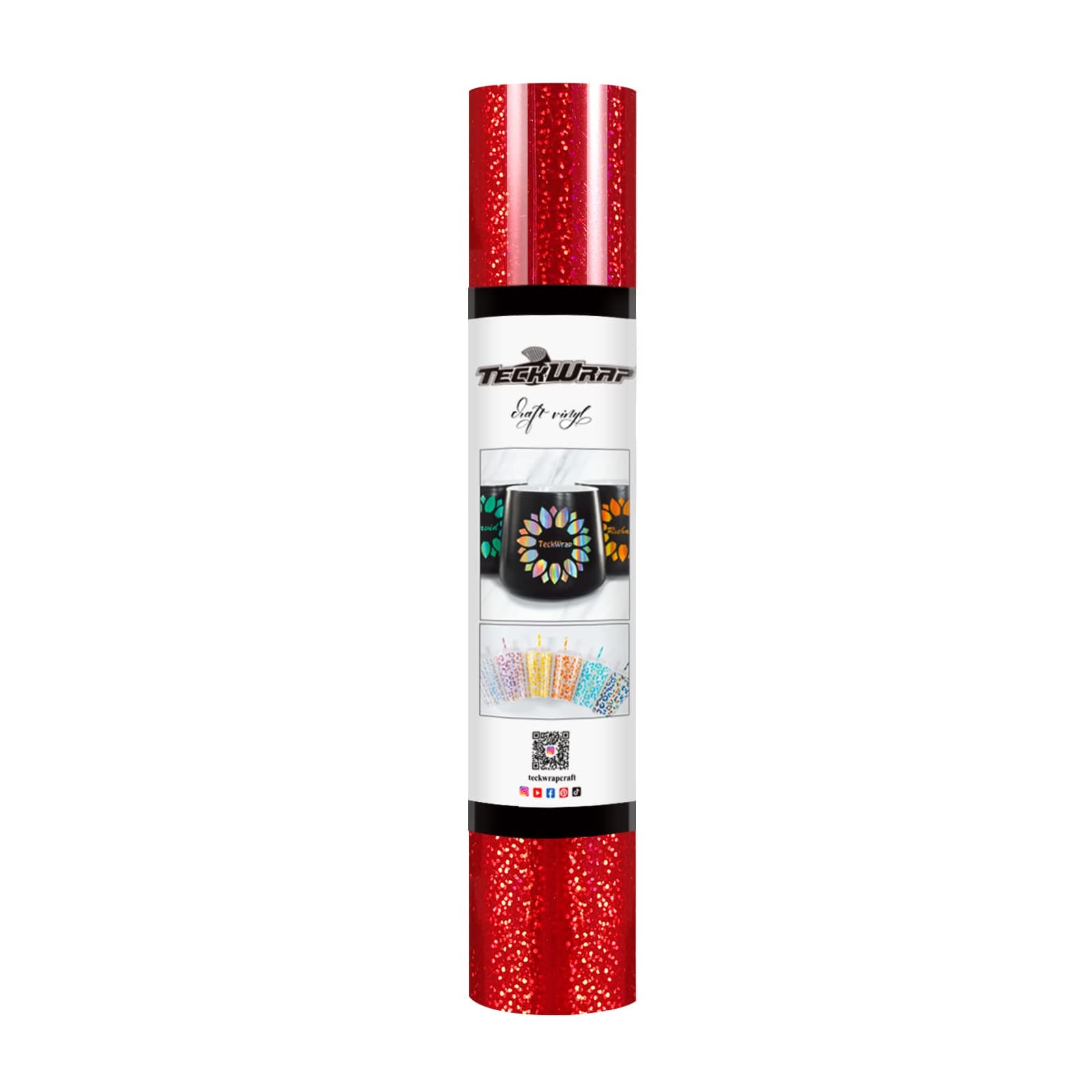TECKWRAP Holographic Sparkle Adhesive Craft Vinyl,1ftx5ft,Red