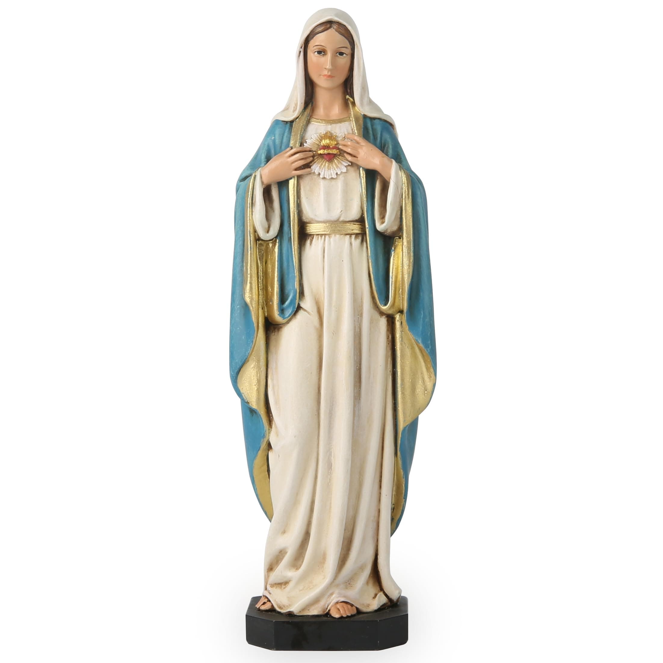 BC Catholic Immaculate Heart of Mary Figure, 6" H Blessed Holy Mother Virgin Mary Statue for Home, Religious Gifts to Mom,Devout Home Decor Classical Renaissance Sculpture Handpainted by Buildclassic
