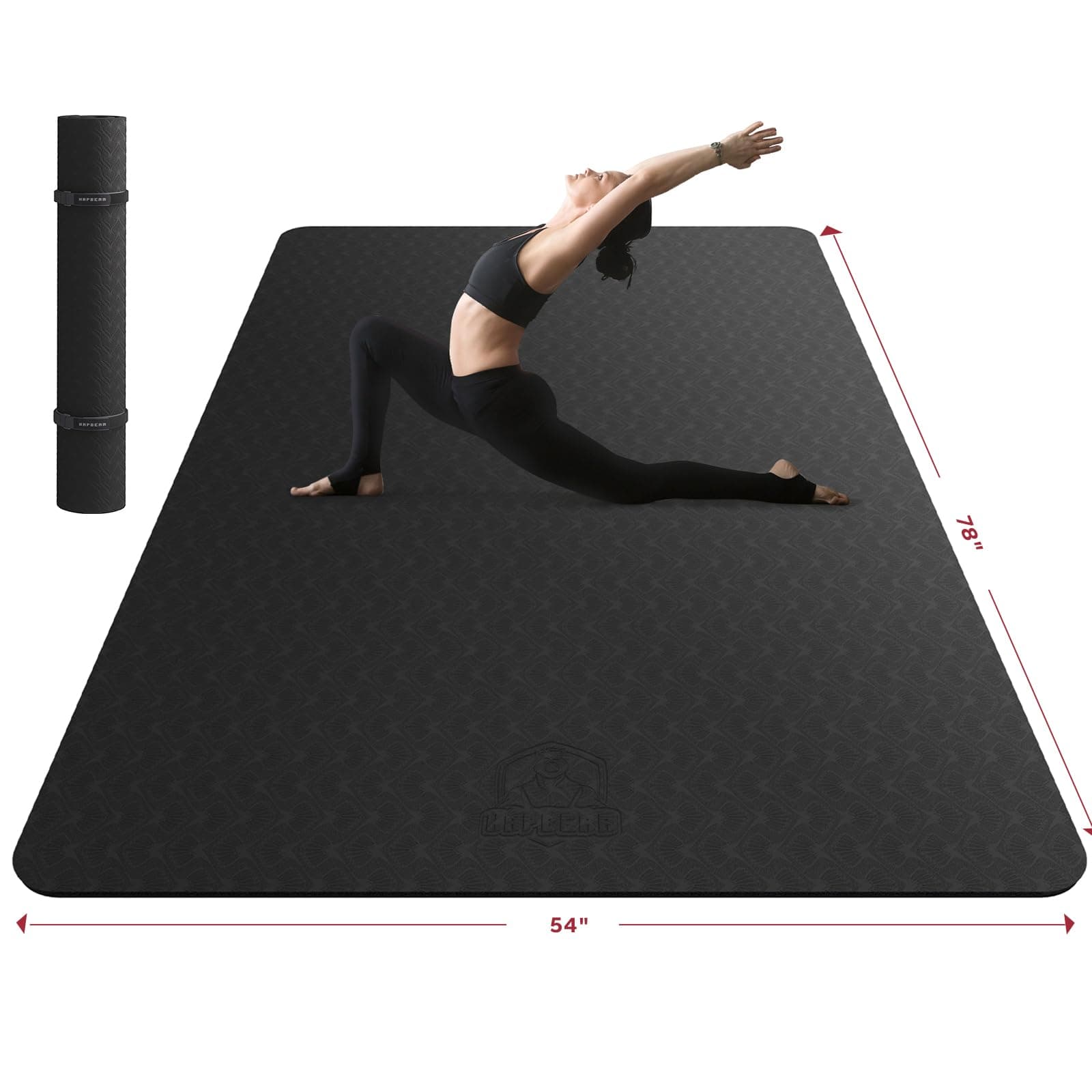 HAPBEAR Extra Large Yoga Mat - 183cm×122cm/198x137cm×6mm, Non-Slip, Durable, Eco-Friendly, Thick Wide Exercise Mat for Home Workouts, Yoga, Pilates, Stretching, Meditation