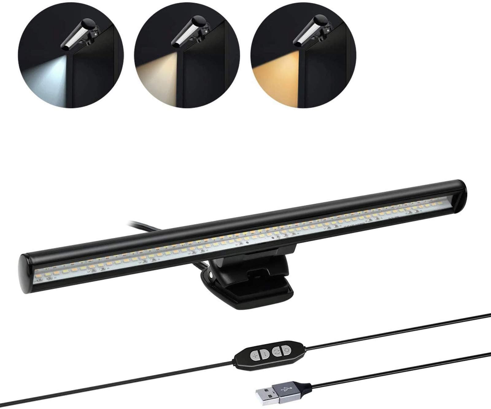 Quntis E-Reading Lamp, Clip on Laptop USB Keyboard Light, USB Powered Reading Lamp for Laptop with Brightness & Hue Adjustment Features, No Screen Glare for Home Office Travel