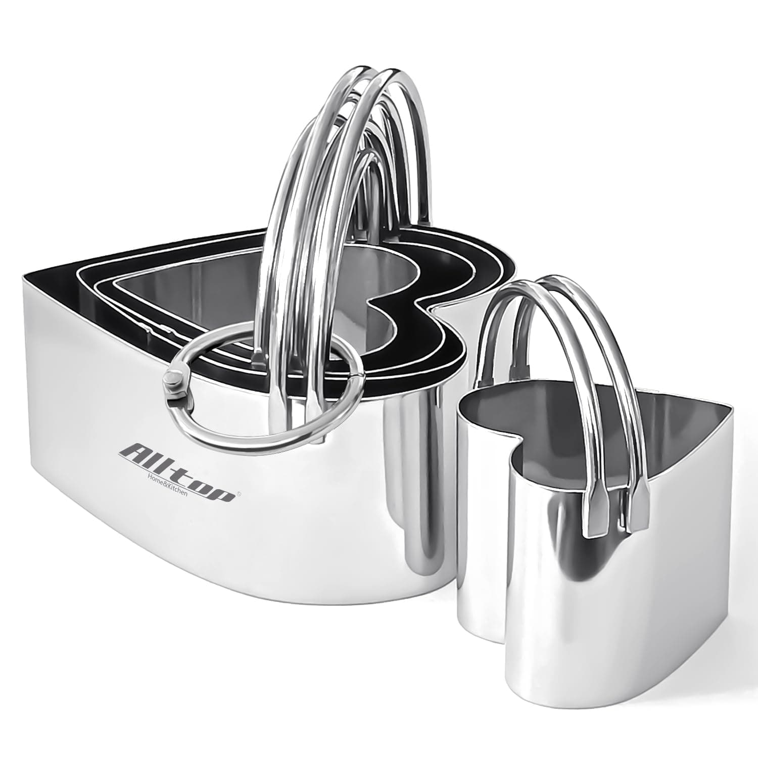 ALLTOPBiscuit Cutters with Handle, Stainless Steel Cookies Cutter, Professional Baking Tools for Sandwich, Scone, Donut - Heart Shaped