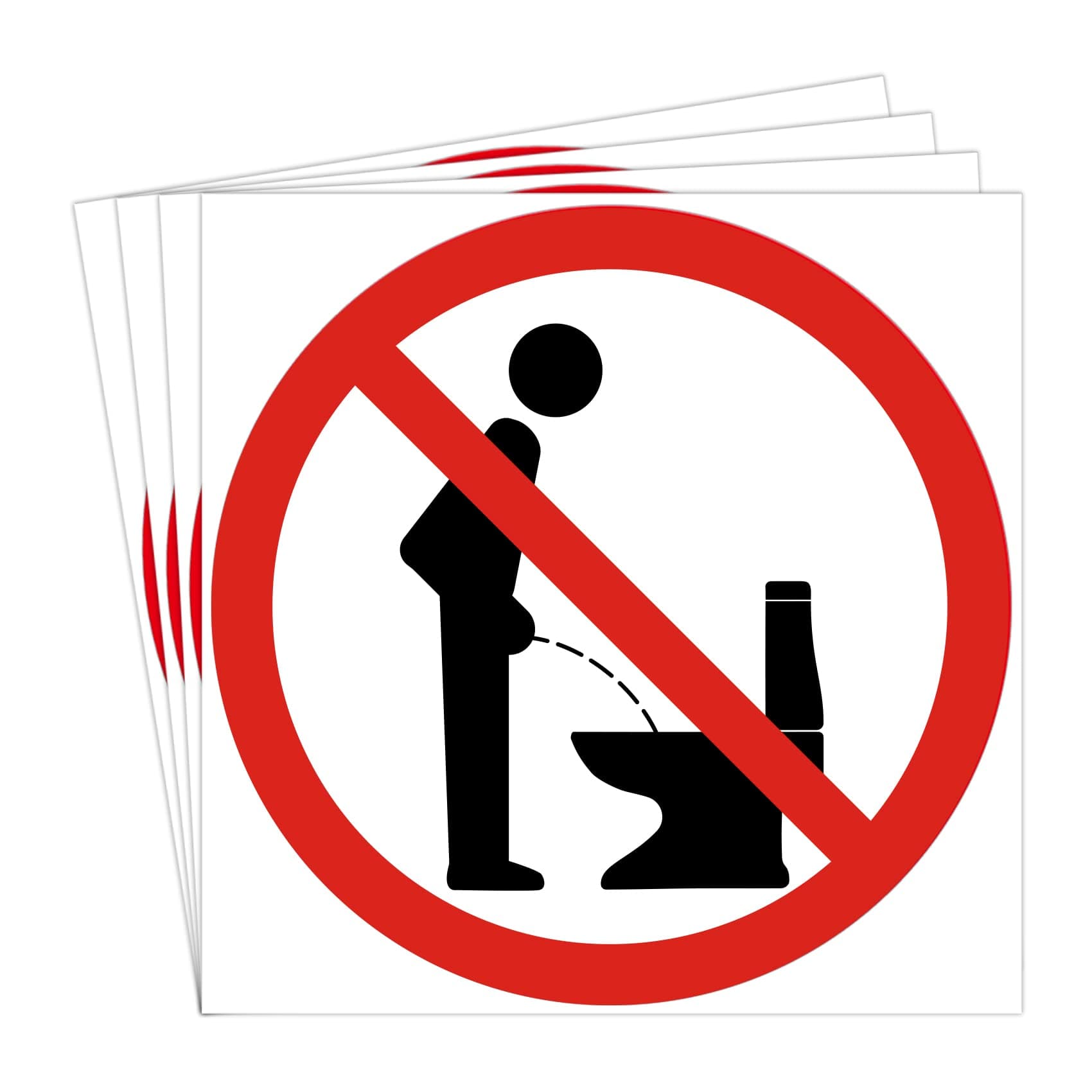 dealzEpic - Do Not Pee in The Toilet Closet While Standing Sign - Self Adhesive Peel and Stick Waterproof Warning Vinyl Decal - 3.94 inches in Diameter | Pack of 4 Pcs