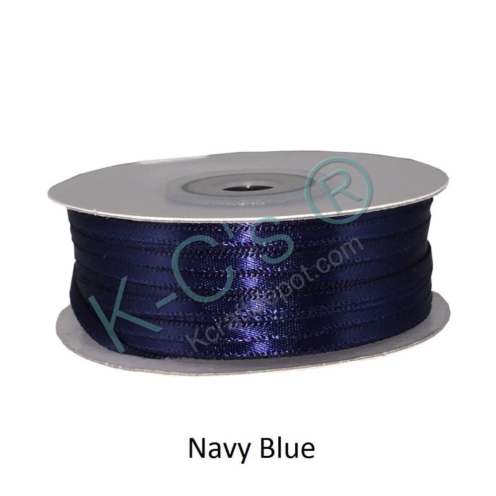 1/16" Satin Ribbon Double Faced 100 Yards Spool 100% Polyester - Navy Blue