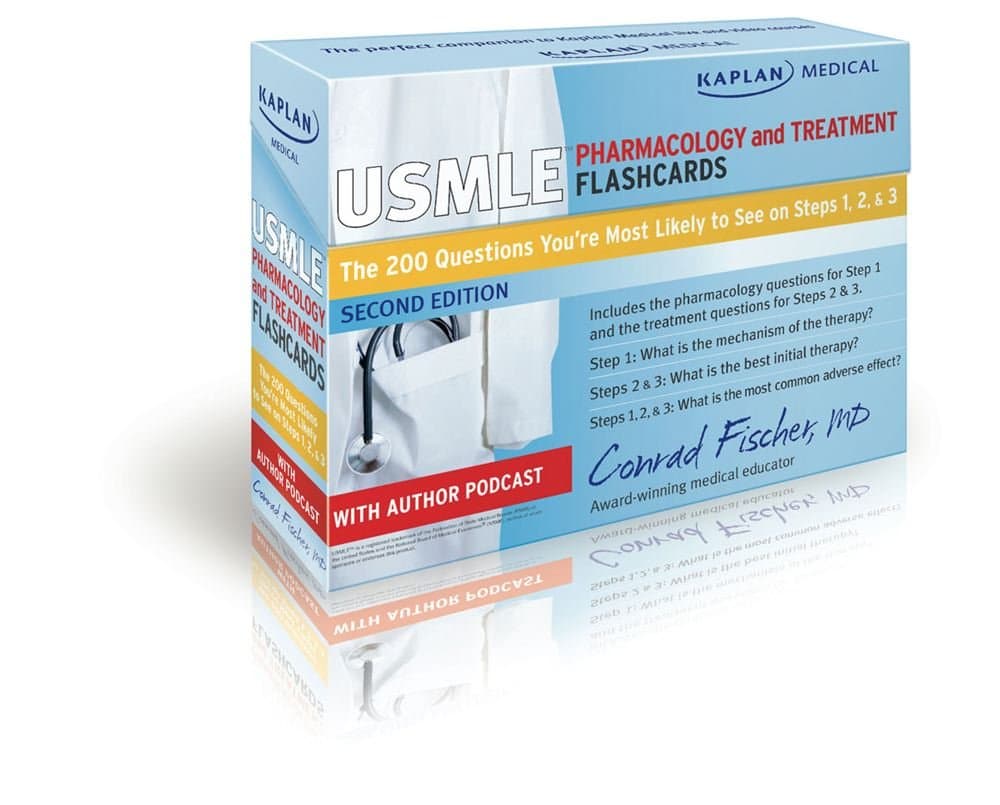 Kaplan Medical USMLE Pharmacology and Treatment Flashcards: The 200 Questions You’re Most Likely to See on Steps 1, 2 & 3 (cards) 2nd Edition, Second