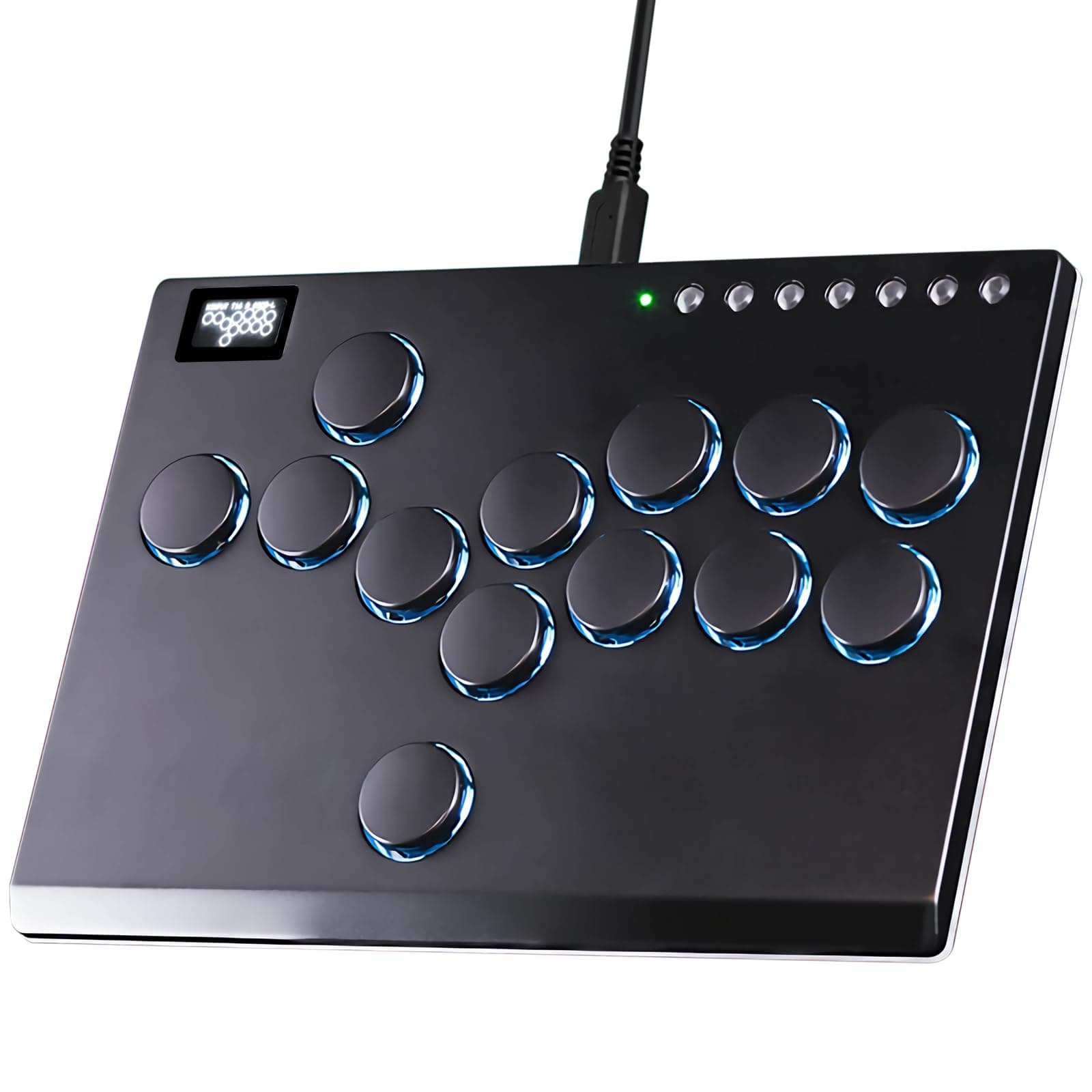 Sehawei All Metal Arcade Stick 13Keys All-Button Controller with Custom RGB & Turbo Functions,Arcade Fighting Stick for PC/Ps3/Ps4/Switch/Steam-Supports SOCD(Black)