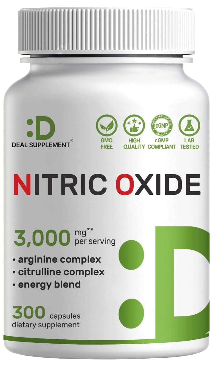 Nitric Oxide Supplement 3,000mg, 300 Capsules | 12-in-1 Complex for Men & Women – Arginine, Citrulline, Korean Red Ginseng, Tongkat Ali, Maca Root, & Marshmallow Blend*