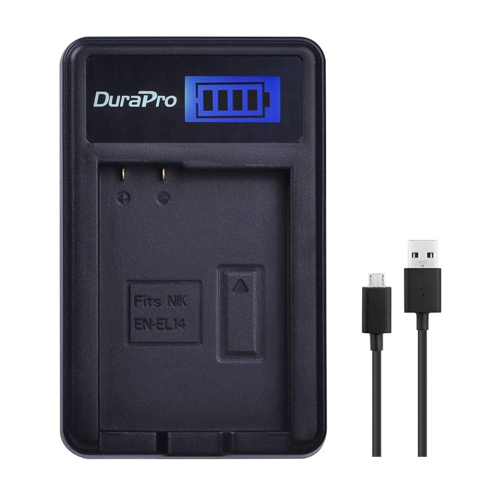 DuraPro Rapid EN-EL14 LCD USB Charger for Nikon EN-EL14, EN-EL14a and Nikon P7000, P7100, P7700, P7800, D3100, D3200, D3300, D5100, D5200, D5300, D5500