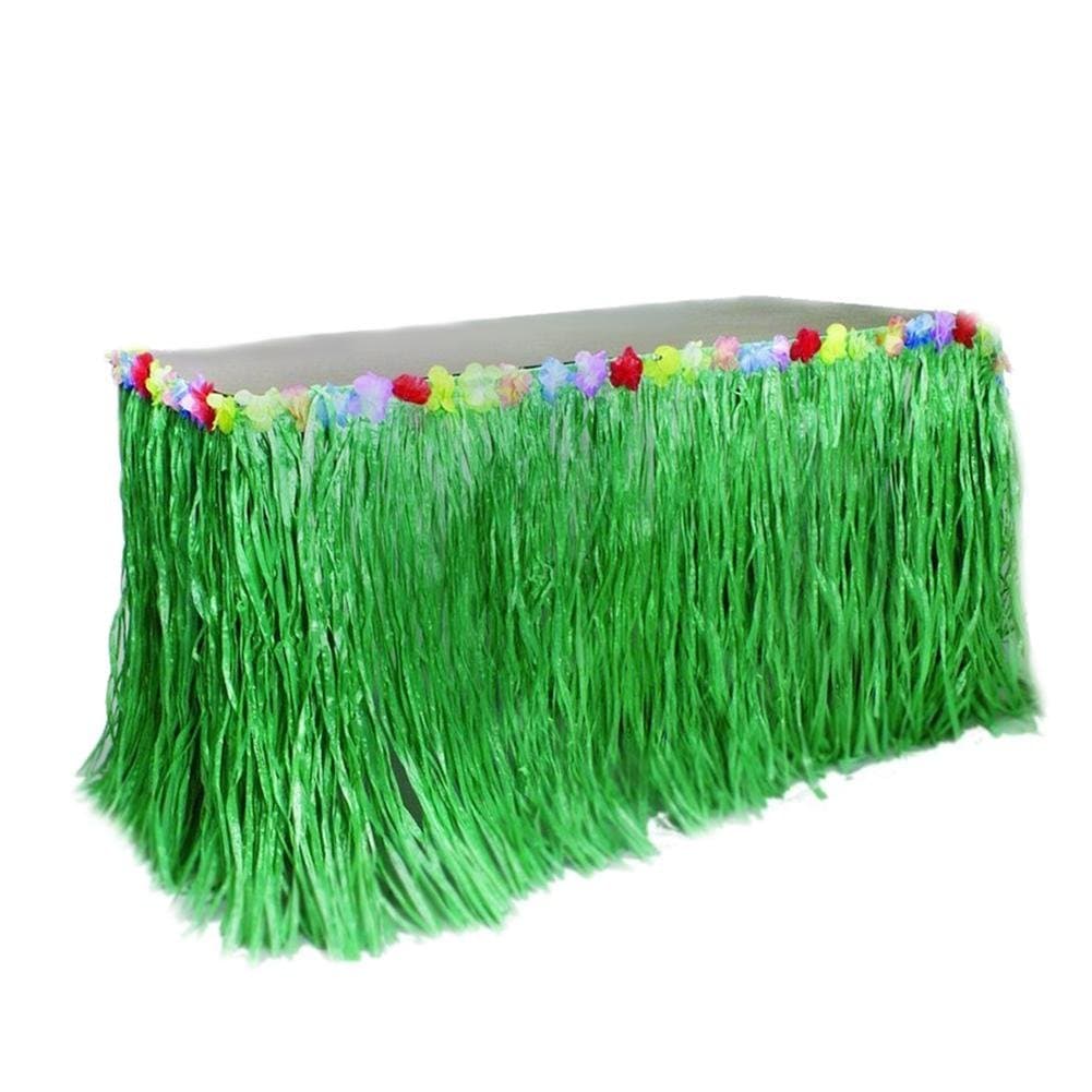 Hawaiian Domestic Picnic Table Skirt Artificial Grass Table Skirt Party Decoration Table Skirt for BBQ Tropical Garden Beach Summer Tiki
