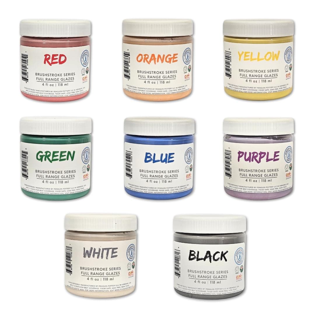 Brushstroke Series - Variety Set of Wonderful Vibrant Glaze Colors - Wide Firing Range - Fire to Low or High Temperatures - Low Fire to Mid Fire - Mix to Create More Colors