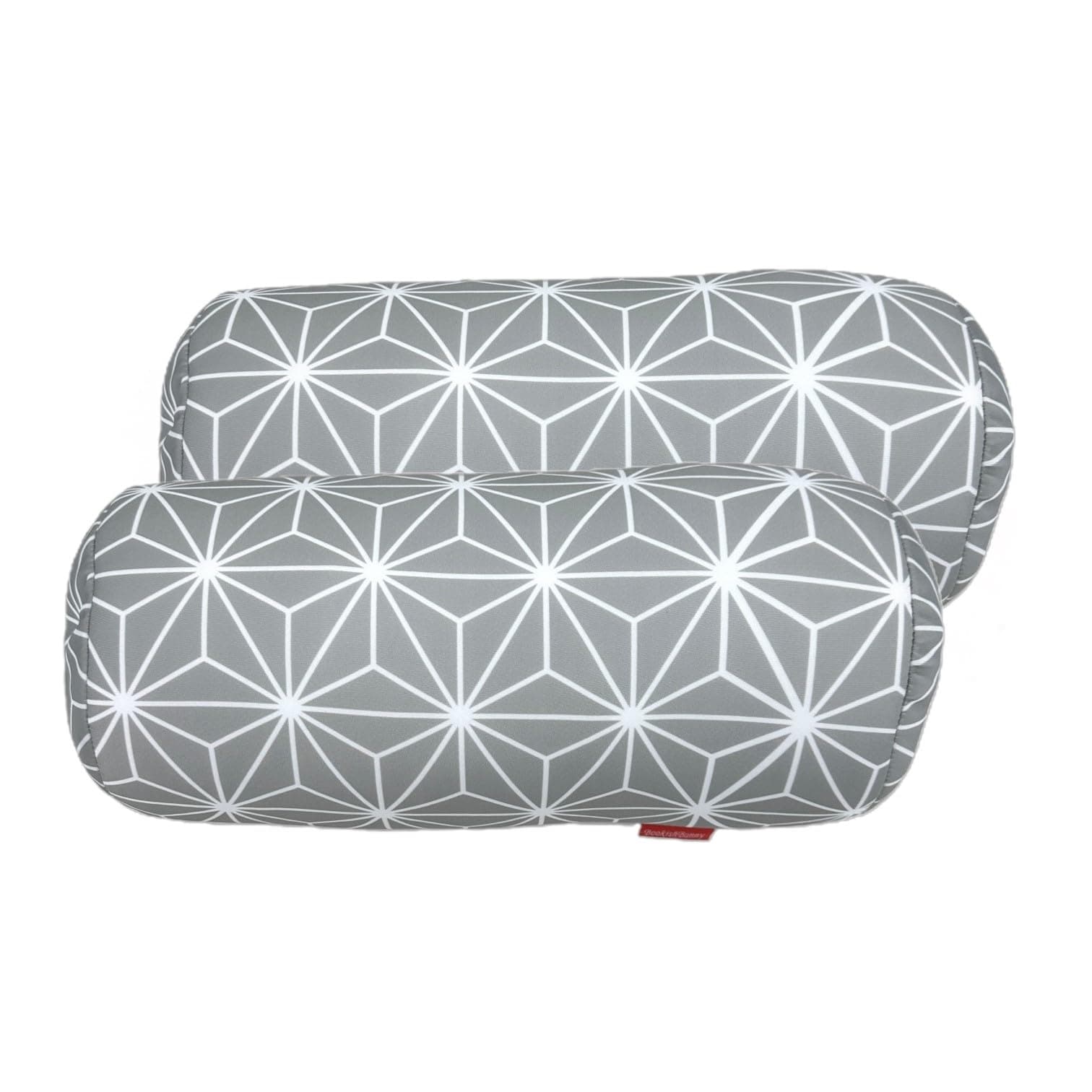 Bookishbunny 2pcs Micro Bead Roll Pillow Cushion for Bed Back Neck Head Body Support, 13" x 7", Various Designs (FireworkGray)