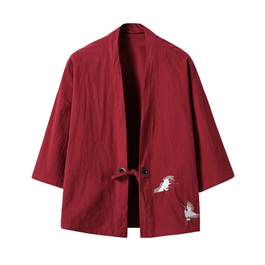 HZCX FASHION Men's Cotton Blends Linen Open Front Cardigan Kimono Jackets