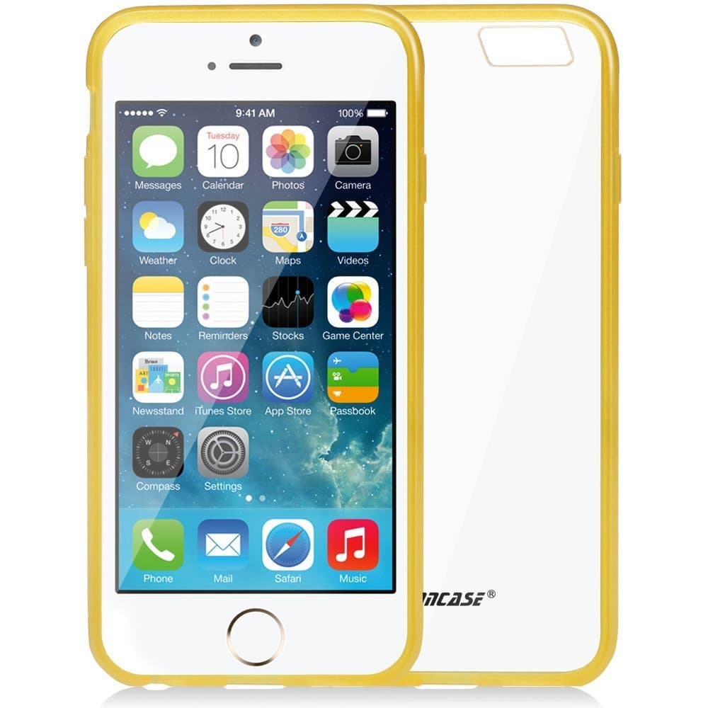 Apple iPhone 6 4.7’’ Case Cover, Jisoncase iPhone 6 Case, Slim Fit Scratch Resistant Clear Soft & Flexible Cover Skin with TPU Bumper for Apple iPhone 6 4.7 Inch 2014 Release - iPhone 6 Clear Cover, Yellow Color JS-IP6-03P80